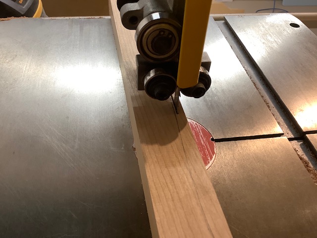 bandsaw following the excess-cutting process